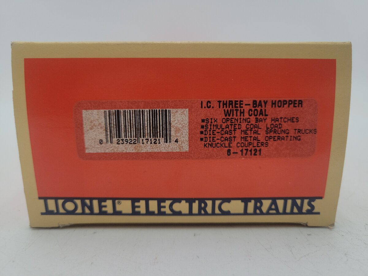 Lionel 6-17121 O Gauge Illinois Central 3-Bay Hopper w/Coal #2867 LN/Box