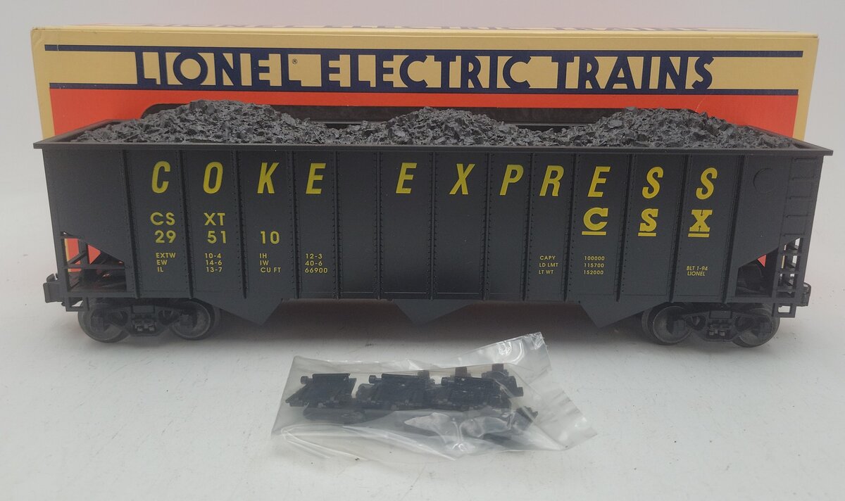 Lionel 6-17120 O Gauge CSX 3-Bay Hopper with Coal Load LN/Box