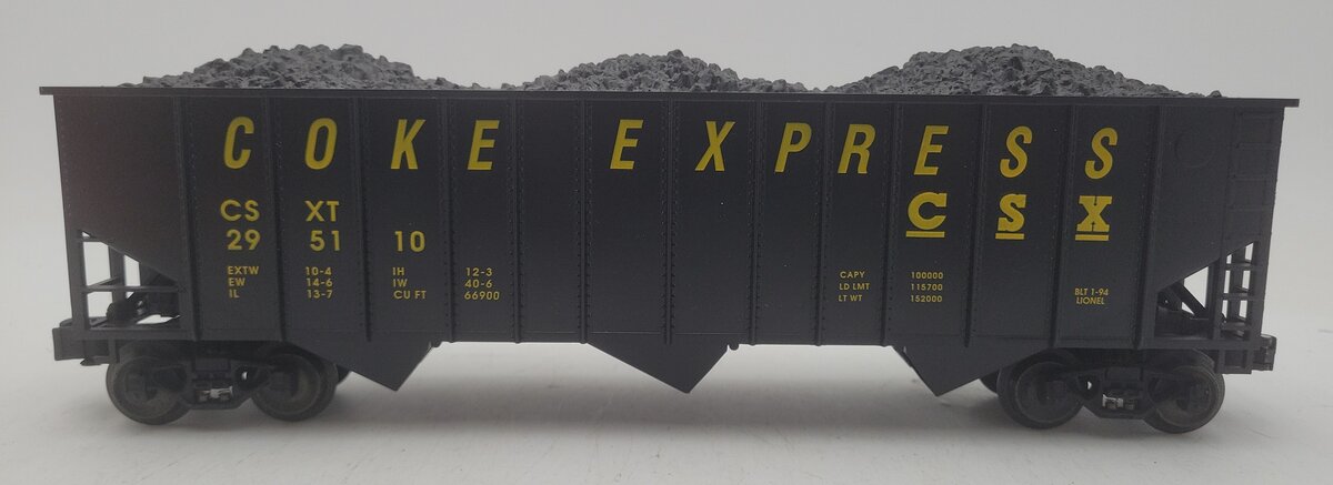 Lionel 6-17120 O Gauge CSX 3-Bay Hopper with Coal Load LN/Box