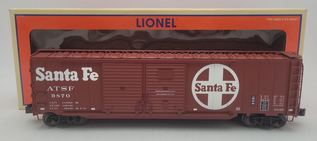 Lionel 6-27218 O Gauge ATSF Double-Door Boxcar #9870 with End Doors LN/Box