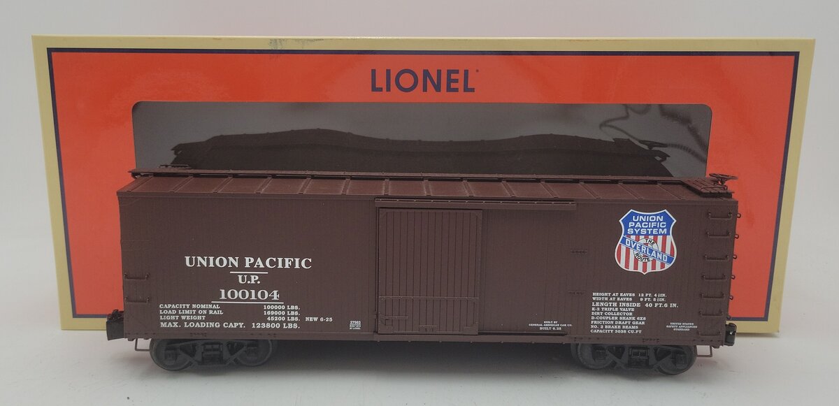 Lionel 6-27983 O Gauge Union Pacific Double-Sheathed Boxcar #100104 EX/Box