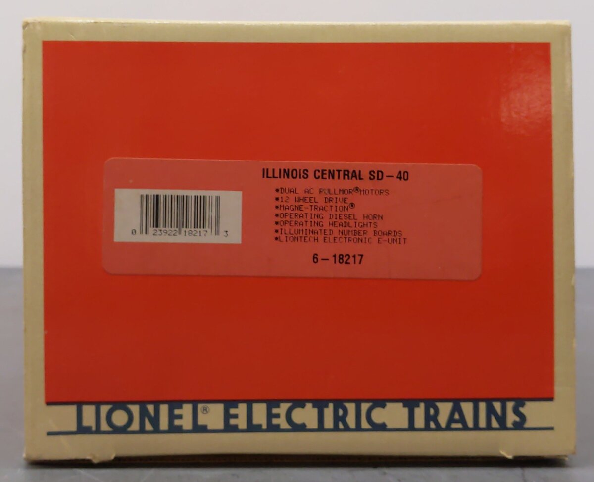 Lionel 6-18217 O Gauge Illinois Central SD-40 Diesel Locomotive #6007 EX/Box