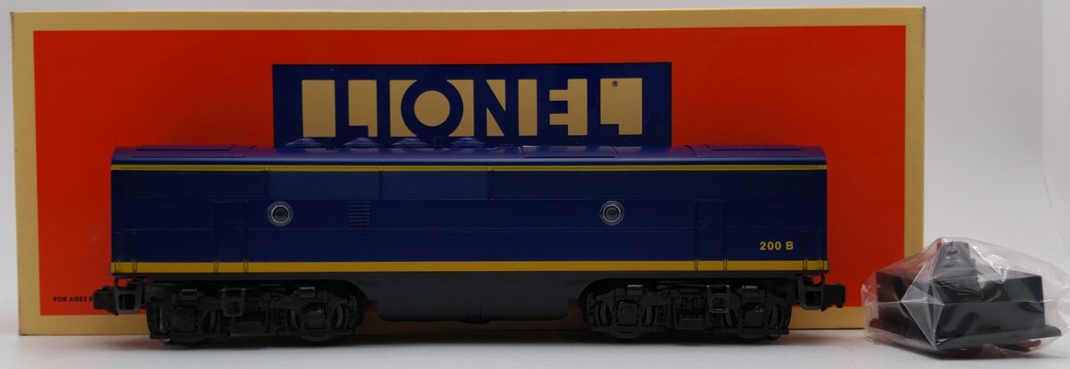 Lionel 6-18122 O Santa Fe F3 Blue/Yellow Non-Powered Diesel B-Unit #200B w/RS II EX/Box