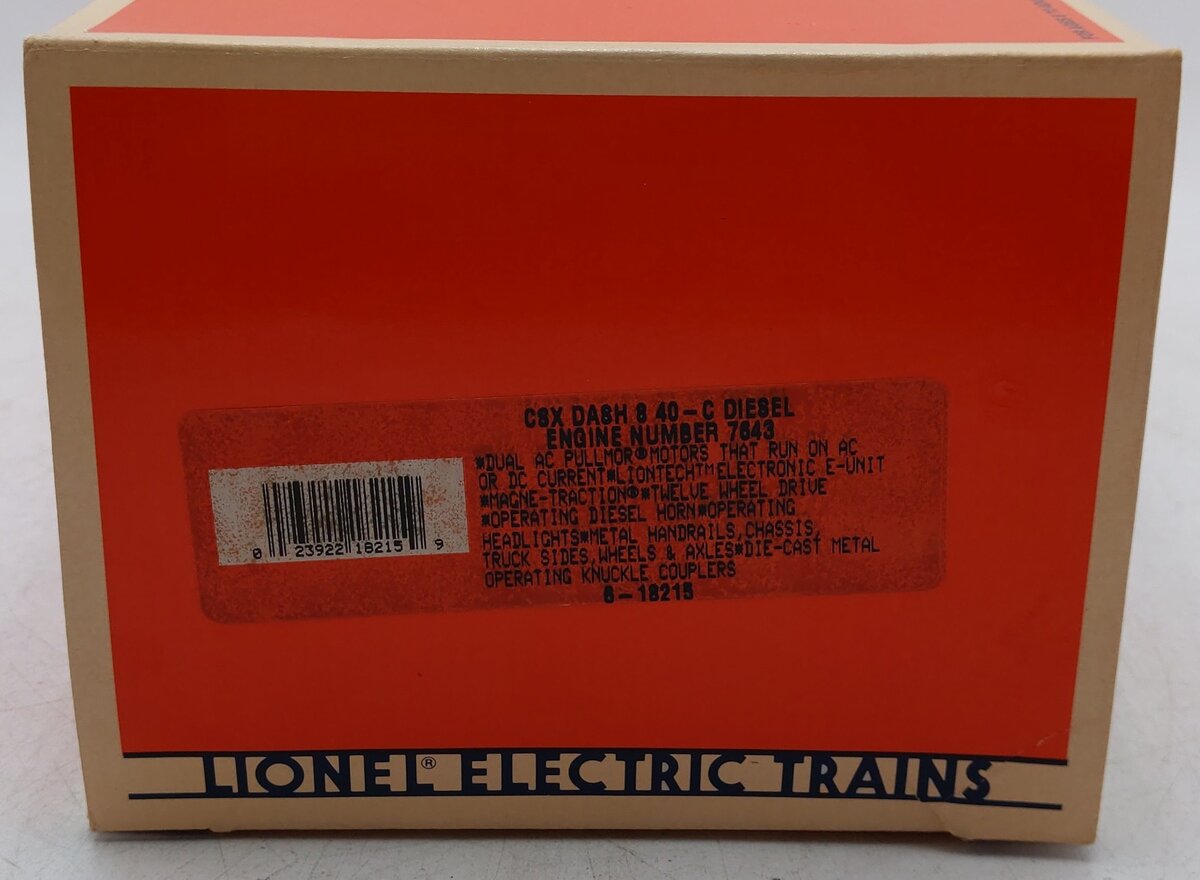 Lionel 6-18215 O Gauge CSX Dash 8 Diesel Engine #7643 LN/Box