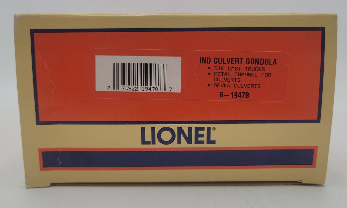 Lionel 6-19478 O Gauge New York Central Culvert Gondola Car #6342 EX/Box