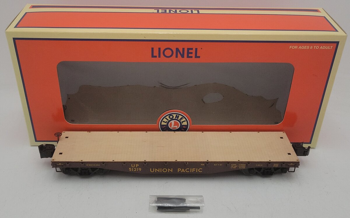 Lionel 6-27513 O Gauge Union Pacific 40 Ft Flatcar #51219 EX/Box