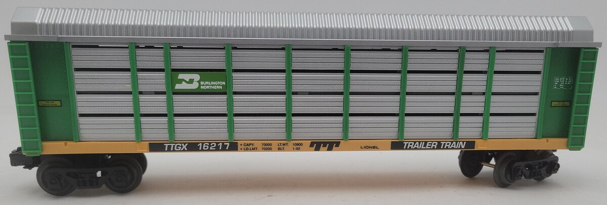 Lionel 6-16217 O Gauge Burlington Northern Auto Carrier with Screens EX/Box