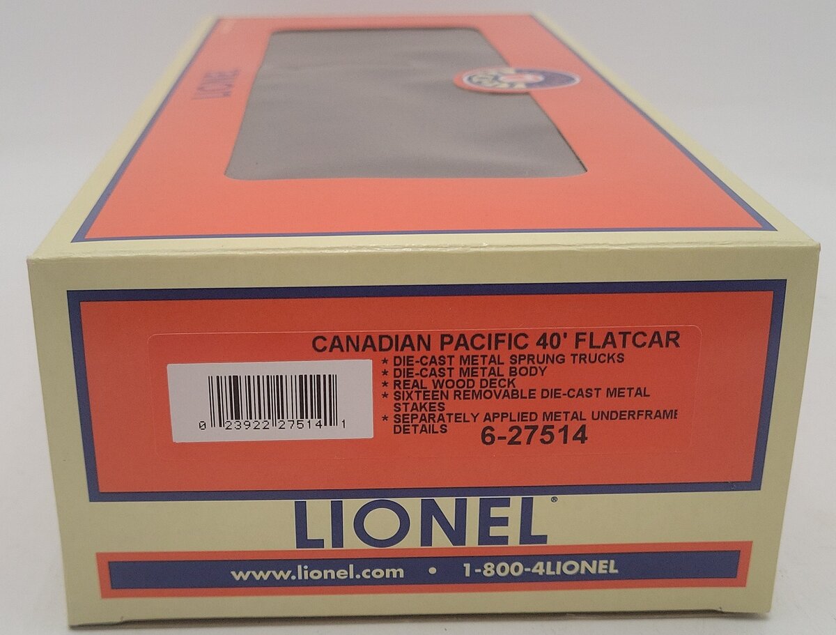 Lionel 6-27514 Canadian Pacific 40' Flatcar EX/Box