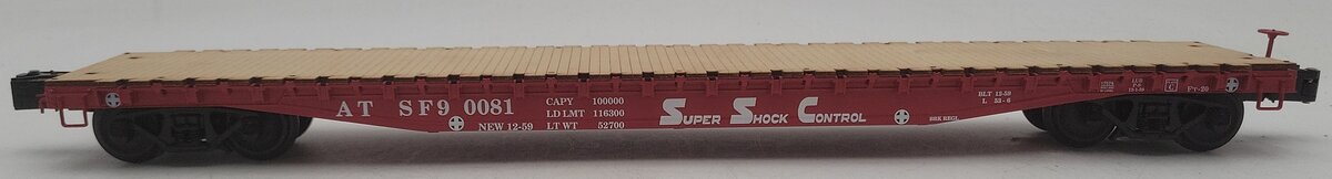 Lionel 6-17574 O Gauge Santa Fe PS-4 Flatcar w/ Wooden Deck #0081 EX/Box