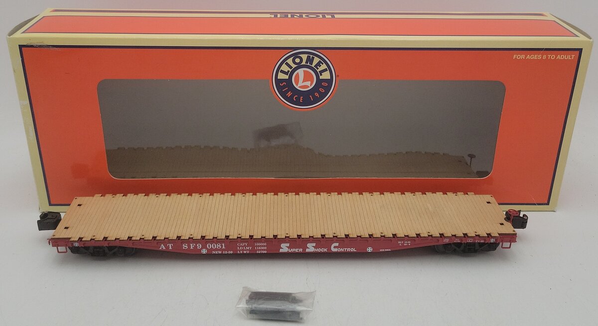 Lionel 6-17574 O Gauge Santa Fe PS-4 Flatcar w/ Wooden Deck #0081 EX/Box