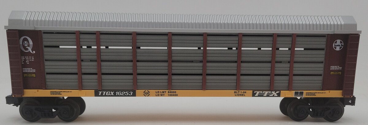 Lionel 6-16253 O Gauge Santa Fe Auto Carrier Car with Screens #16253 EX/Box