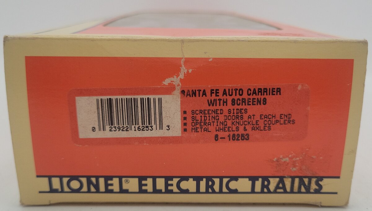 Lionel 6-16253 O Gauge Santa Fe Auto Carrier Car with Screens #16253 EX/Box