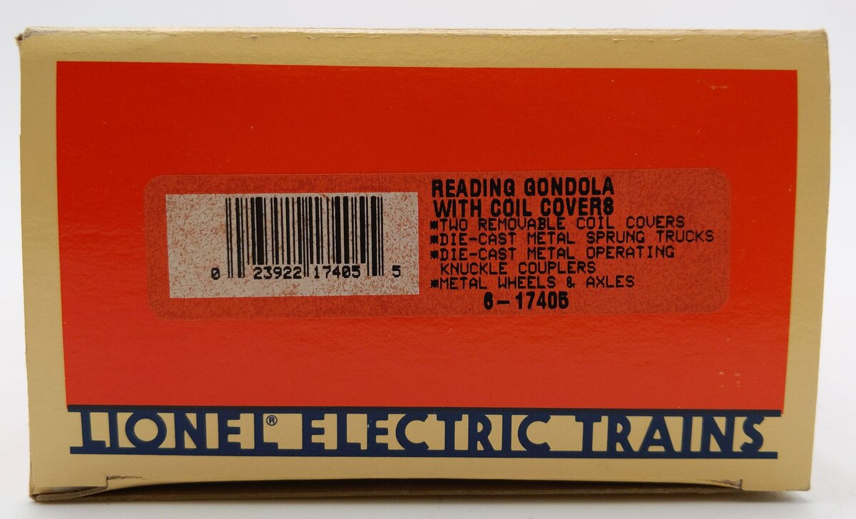 Lionel 6-17405 O Gauge Reading Gondola with Coil Covers #24876 EX/Box