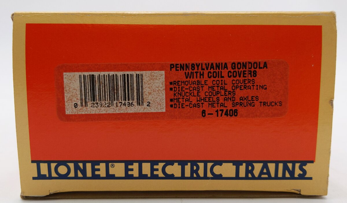 Lionel 6-17406 O Gauge Pennsylvania Gondola W/ Coil Covers #385405 EX/Box
