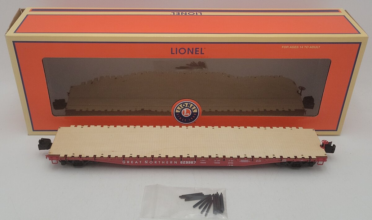 Lionel 6-29387 O GN PS-4 Flatcar w/Stakes EX/Box