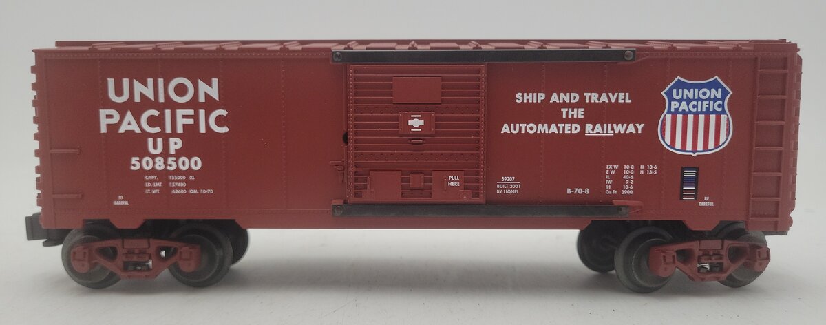 Lionel 6-39207 O Gauge Union Pacific Ship & Travel Boxcar #508500 EX/Box