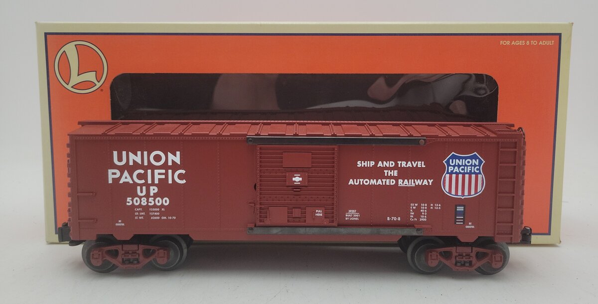 Lionel 6-39207 O Gauge Union Pacific Ship & Travel Boxcar #508500 EX/Box