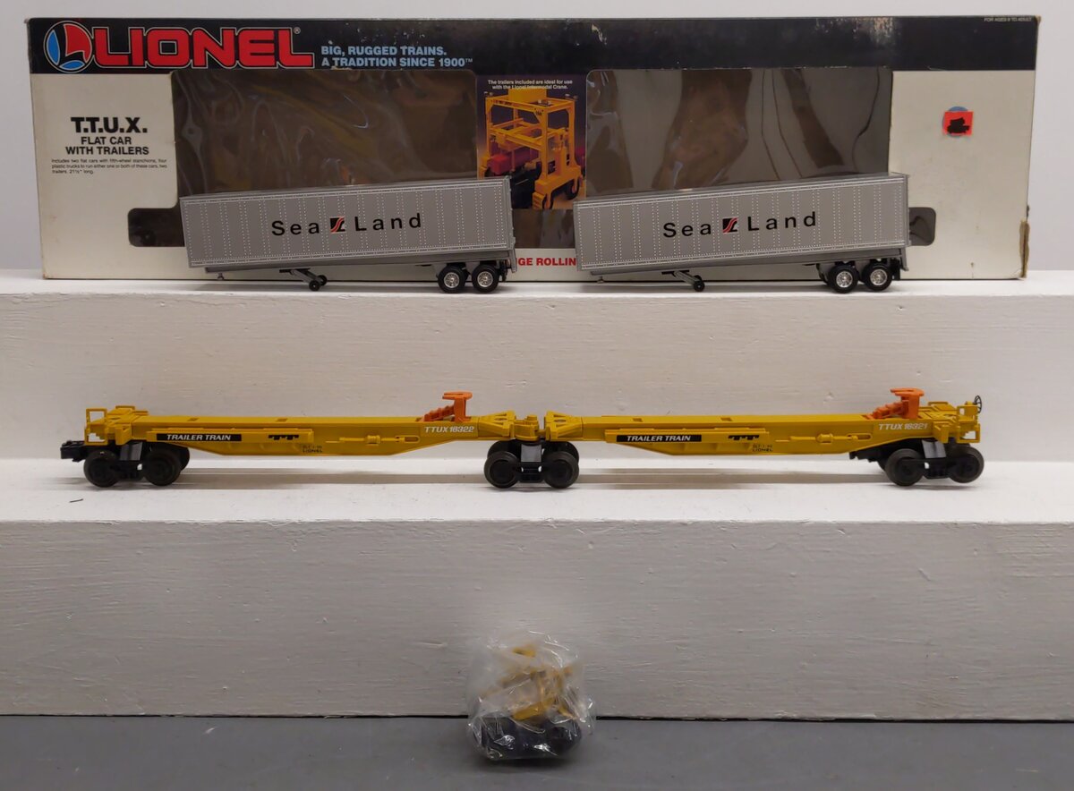 Lionel 6-16322 O Gauge TTUX Flatcar with 2 Sealand Trailers #16321, #16322 EX/Box