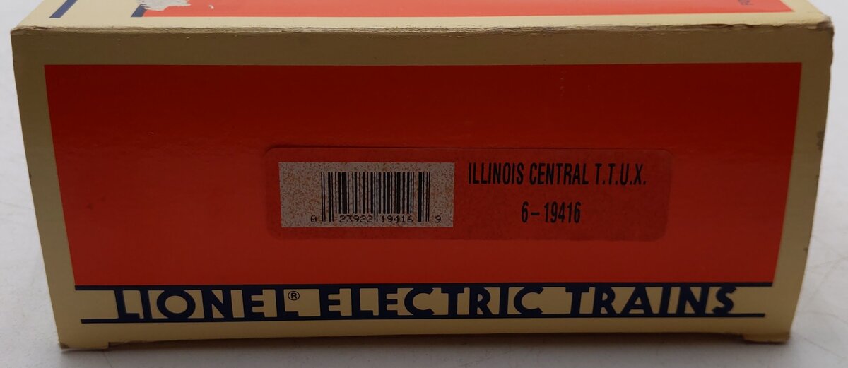 Lionel 6-19416 O Gauge Illinois Central TTUX Flatcar w/ Trailers EX/Box