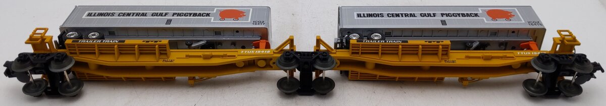 Lionel 6-19416 O Gauge Illinois Central TTUX Flatcar w/ Trailers EX/Box