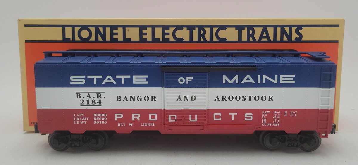 Lionel 6-17218 O Gauge State of Maine Bangor & Aroostook Boxcar #2184 LN/Box