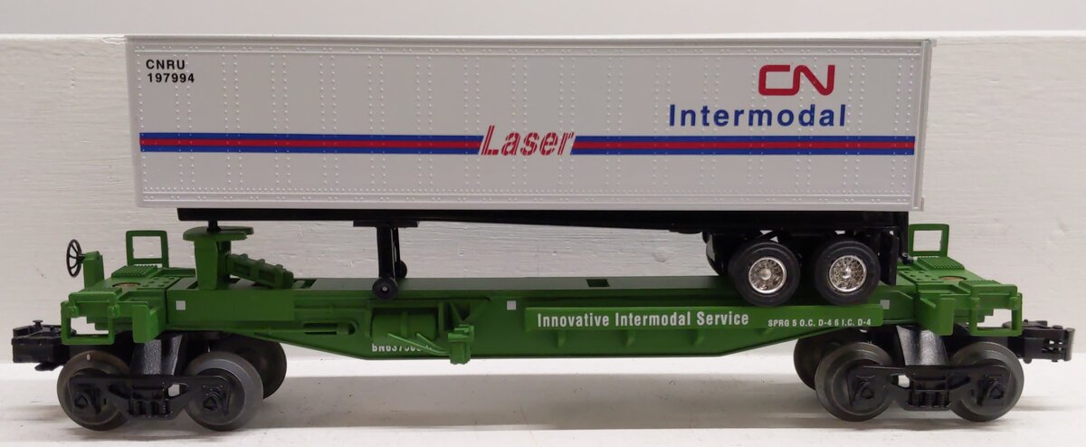 Lionel 6-52042 O Gauge Burlington Northern TTUX Flatcar with Trailer #637500 LN/Box