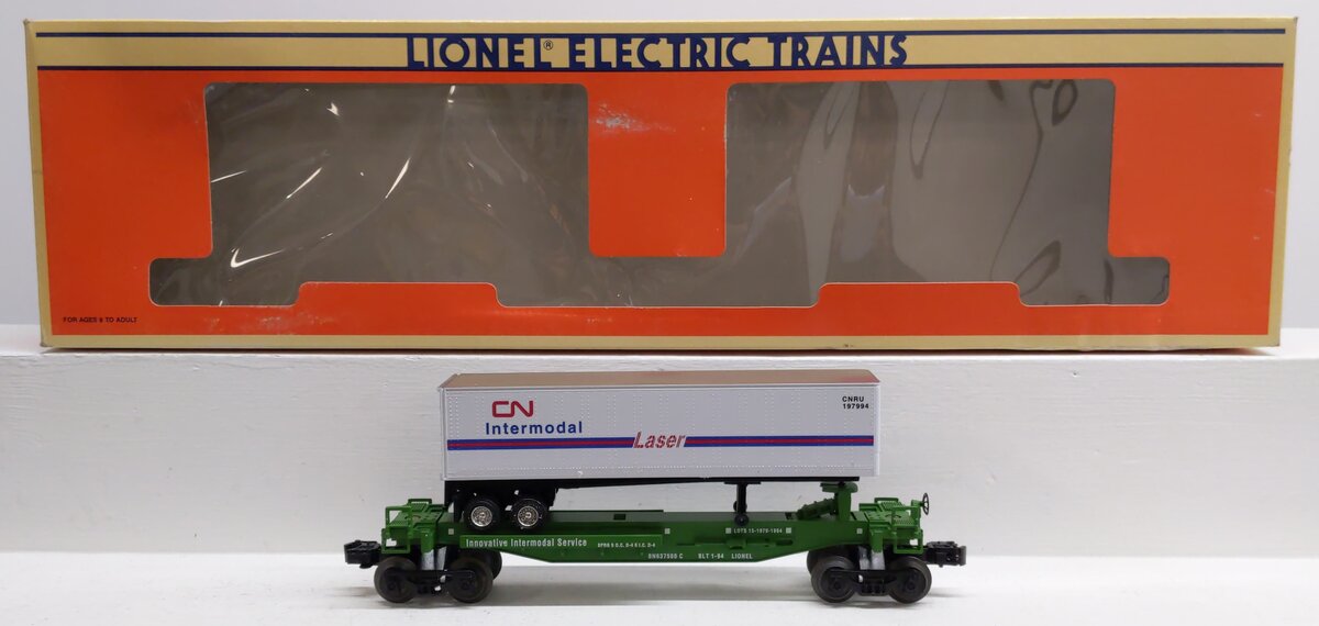 Lionel 6-52042 O Gauge Burlington Northern TTUX Flatcar with Trailer #637500 LN/Box