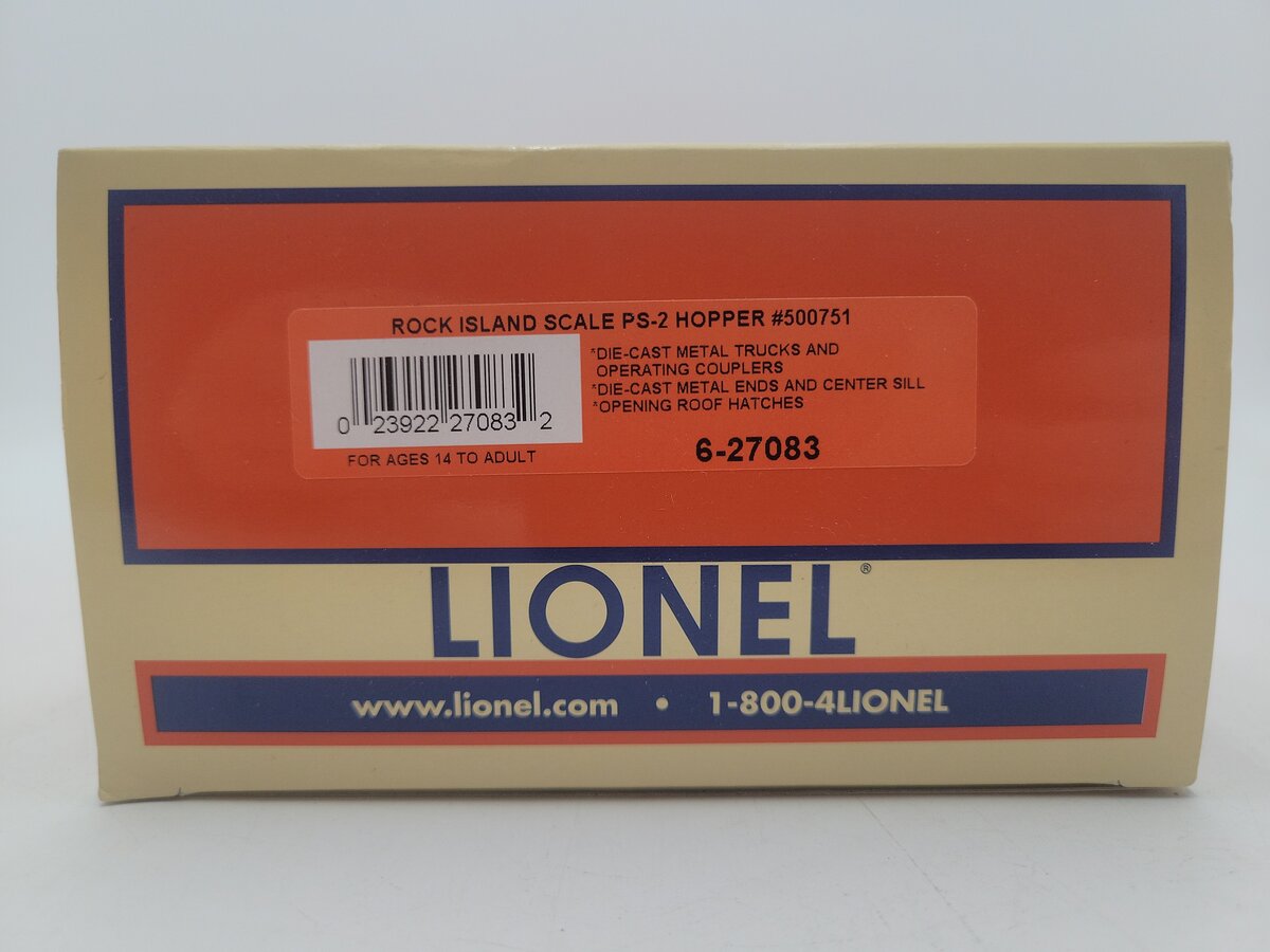 Lionel 6-27083 O Rock Island PS-2 Hopper Car LN/Box