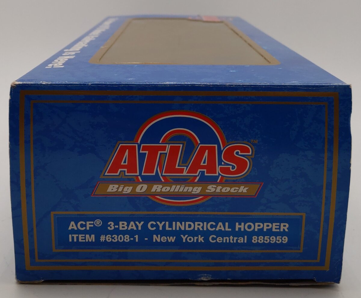 Atlas 6308-1 O New York Central 3-Bay Cylindrical Hopper #885959 (3 Rail) LN/Box
