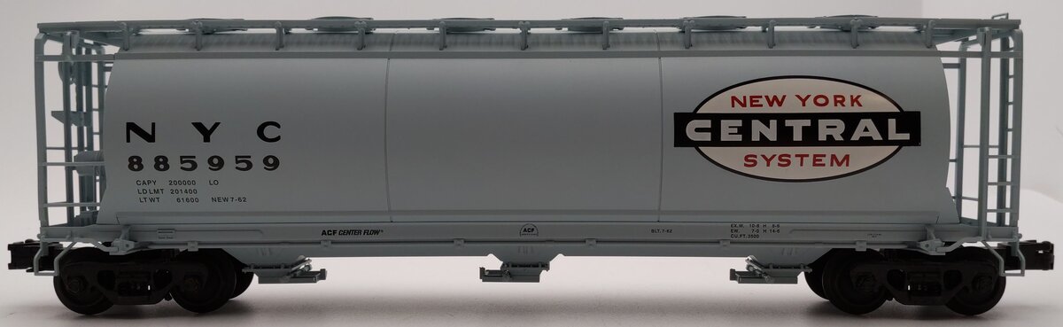 Atlas 6308-1 O New York Central 3-Bay Cylindrical Hopper #885959 (3 Rail) LN/Box