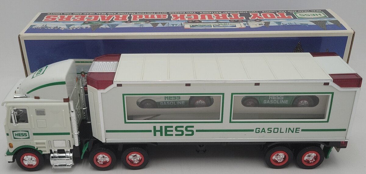Hess 1997 Toy Truck and 2 Racers w/Real Head and Tail Lights EX/Box