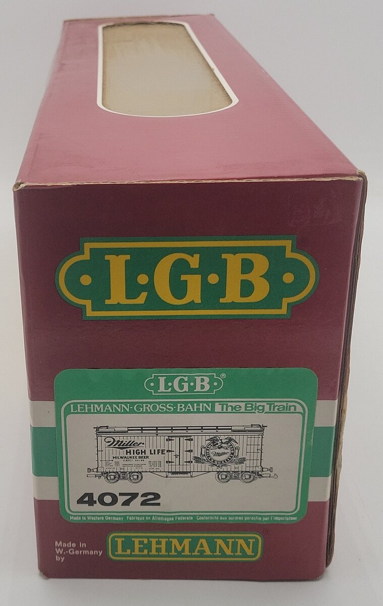 LGB 4072 G Scale Miller High Life Reefer Car #93169 EX/Box