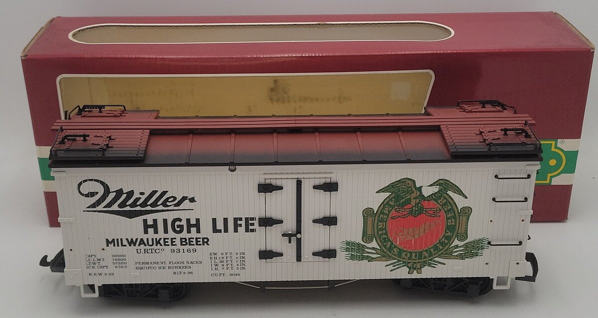 LGB 4072 G Scale Miller High Life Reefer Car #93169 EX/Box
