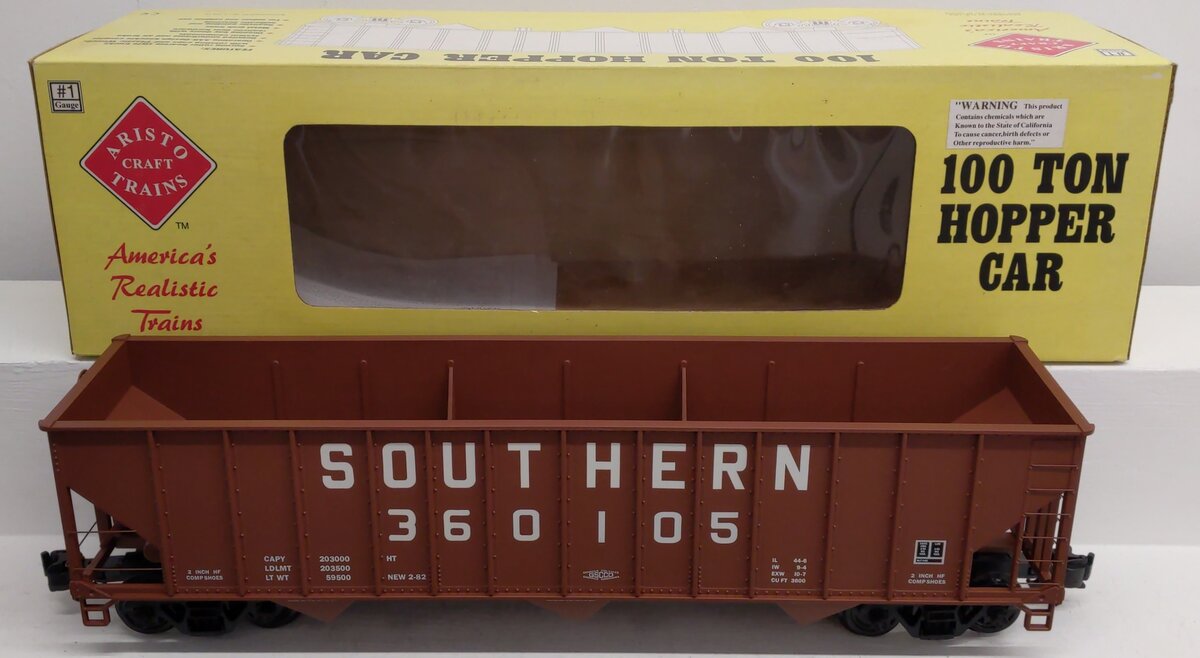 Aristo-Craft 41413P G Scale Southern 3 Bay 100 Ton Hopper #360105 EX/Box