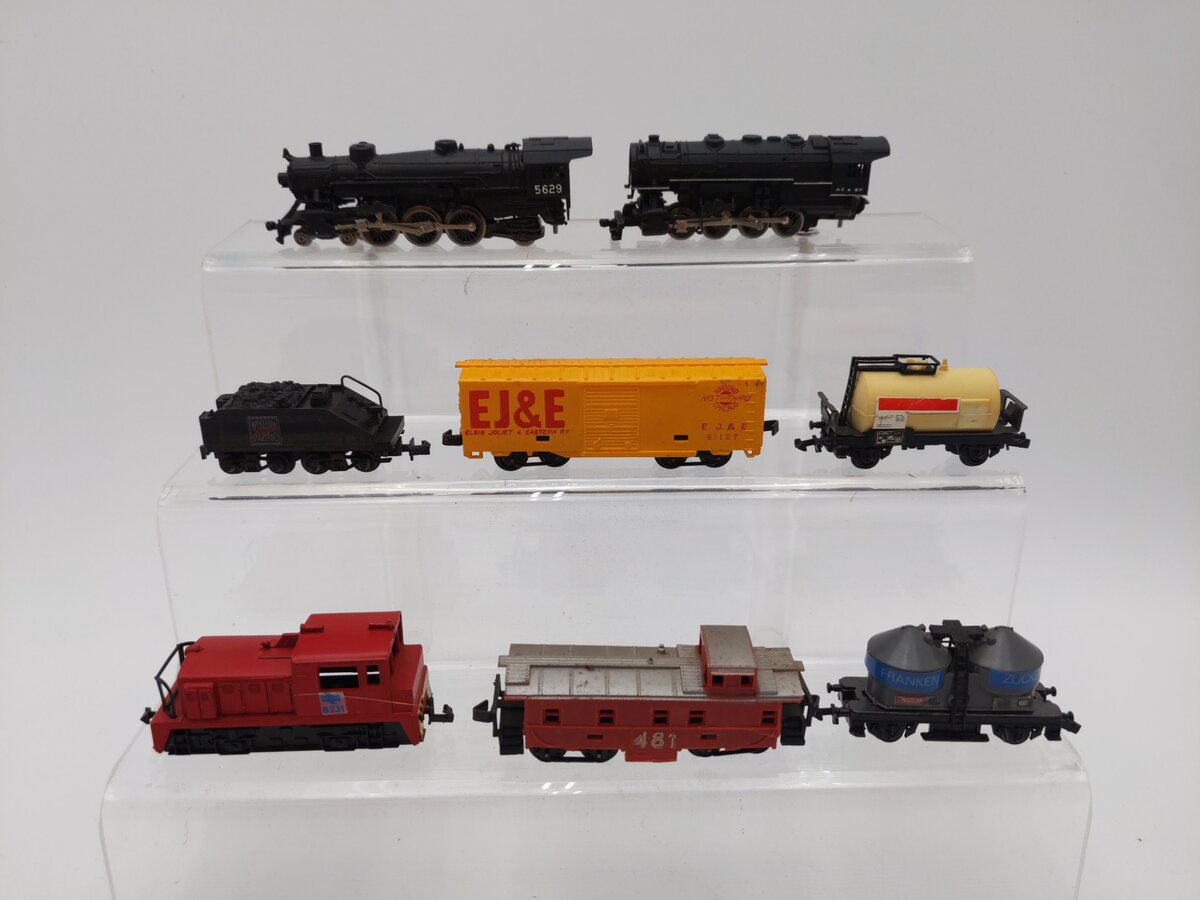 Rapido and Others N Scale Assorted Steam Locomotive and Freight Cars [9] VG