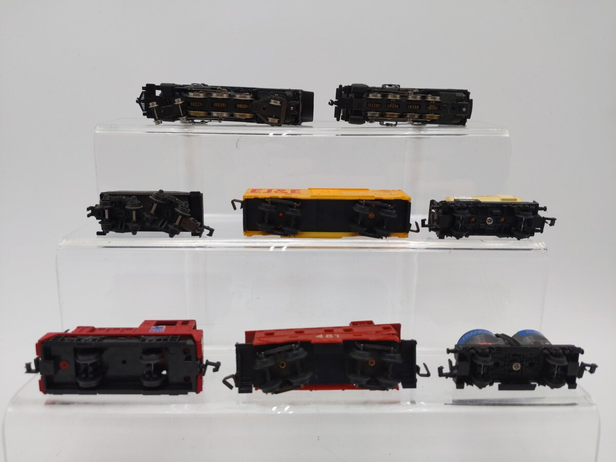 Rapido and Others N Scale Assorted Steam Locomotive and Freight Cars [9] VG