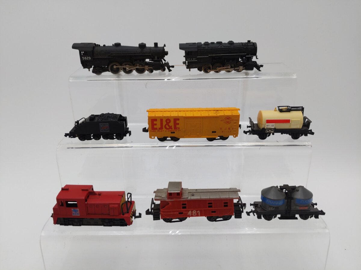 Rapido and Others N Scale Assorted Steam Locomotive and Freight Cars [9] VG