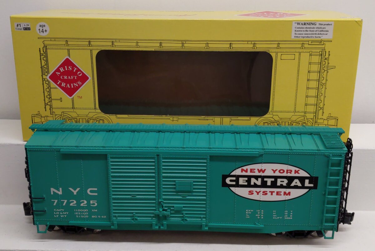 Aristo-Craft 45105 G Scale NYC 40' Double Door Boxcar #77225 (Metal Wheels) LN/Box