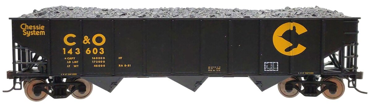 Atlas 1191 HO Scale Chessie/C&O AAR 70T 9 Panel Hopper #143603 LN/Box