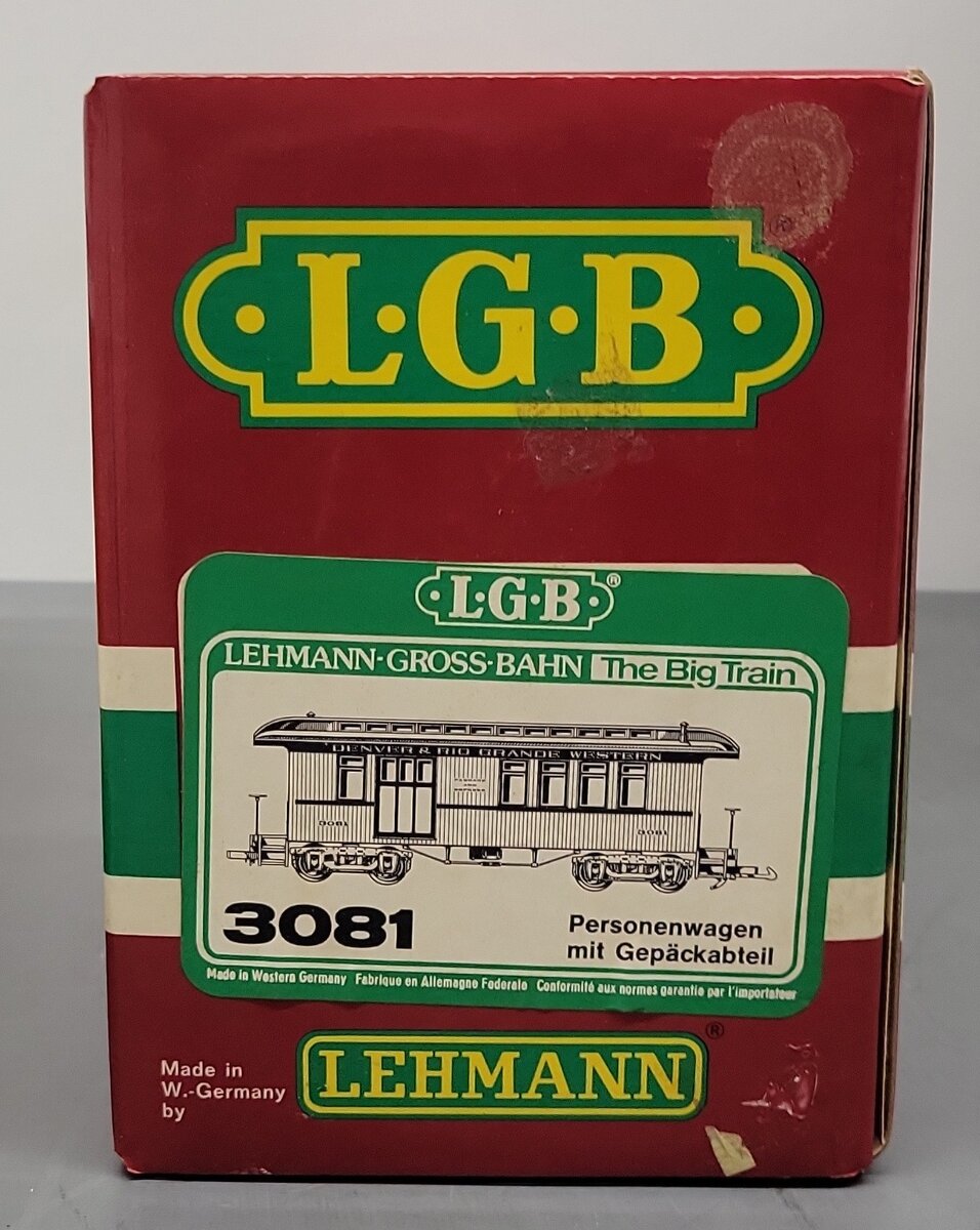 LGB 3081 G Scale Denver & Rio Grande Western Combine Passenger Car EX/Box