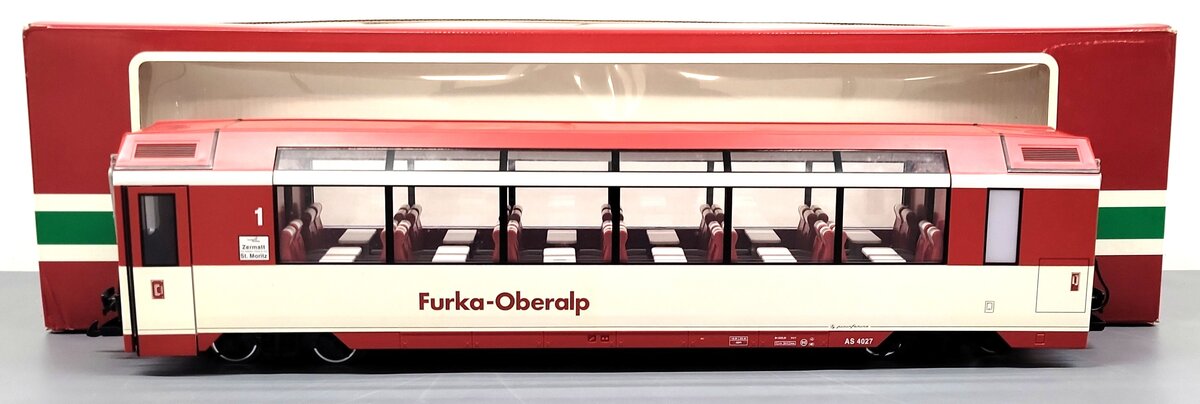 LGB 30660 G Scale Furka-Overalp Open Top Passenger Car - Metal Wheels LN/Box
