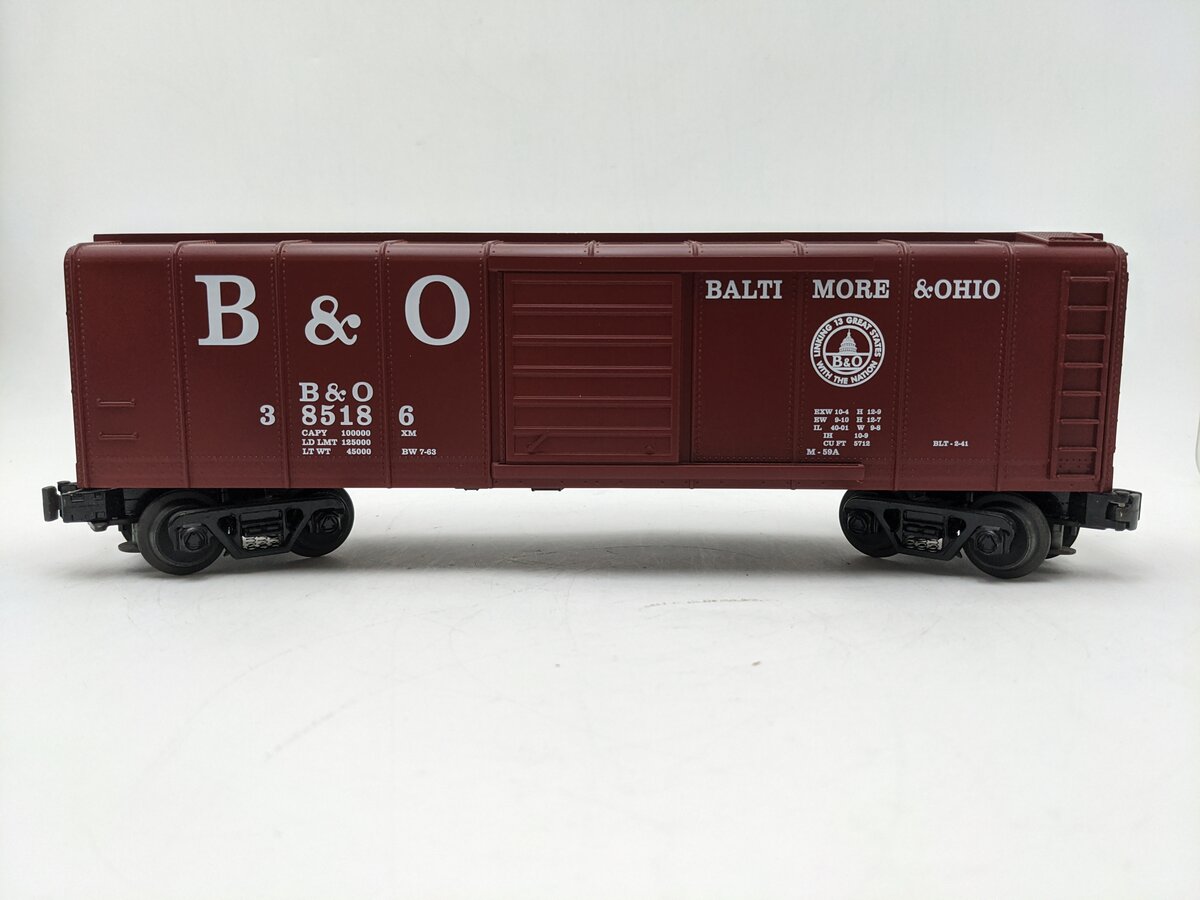MTH 30-7429 O Gauge Baltimore & Ohio Rounded Roof Boxcar #385186 EX