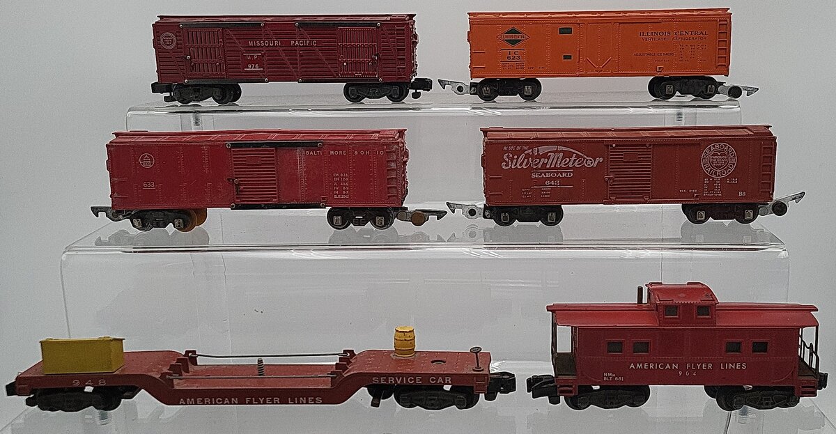 American Flyer Vintage S Gauge Freight Cars: 642, 633, 948, 976, 904, 623 [6] VG