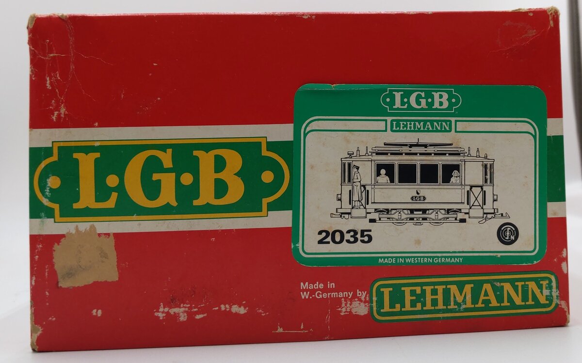 LGB 2035 G Scale Unlettered Yellow Motorized Trolley EX/Box