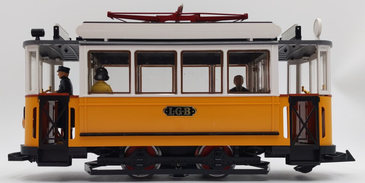 LGB 2035 G Scale Unlettered Yellow Motorized Trolley EX/Box