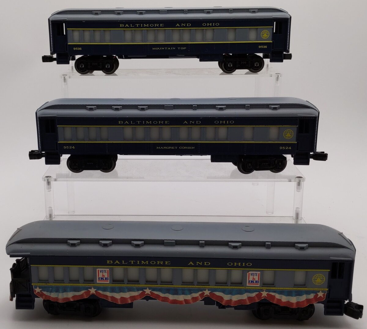 Lionel O Scale Baltimore & Ohio Passenger Cars; 6-9516, 6-9524, 6-9529 [3] VG/Box