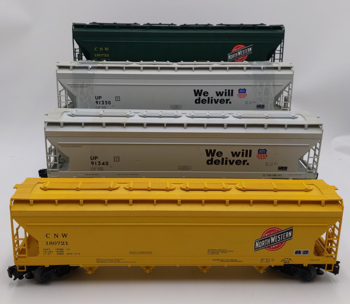 Weaver O Gauge Assorted Covered Hoppers: 180733, 91340, 91350, 180721 [4] VG