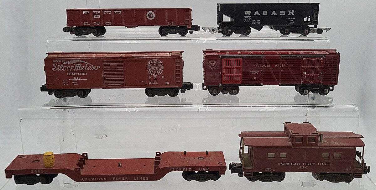 American Flyer Vintage S Gauge Cars: 24106, 640, 930, 942, 24533, 736 [6] VG