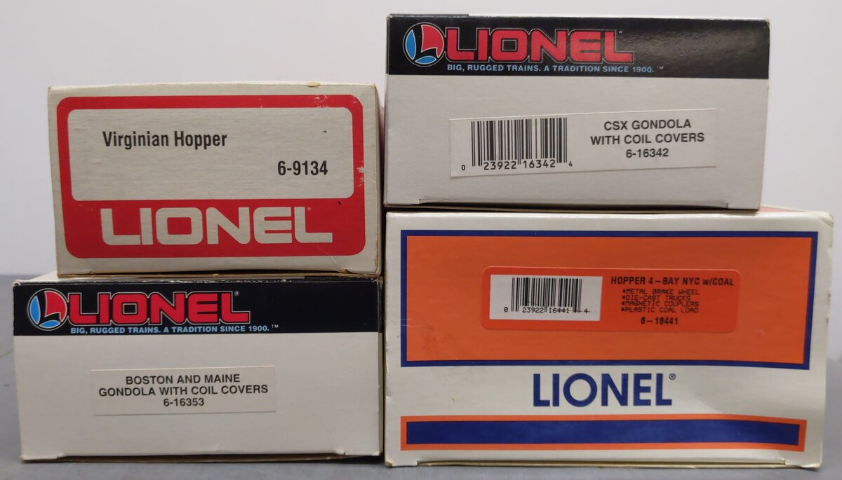 Lionel O Gauge Assorted Freight Cars [4]/Box