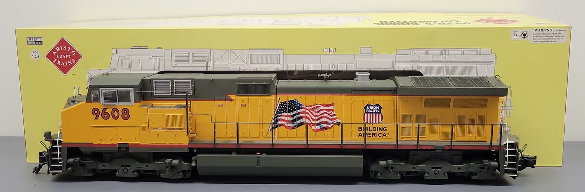 Aristo-Craft 23010 UP Flag & Wings Dash 9-44CW Diesel Locomotive #9608 EX/Box